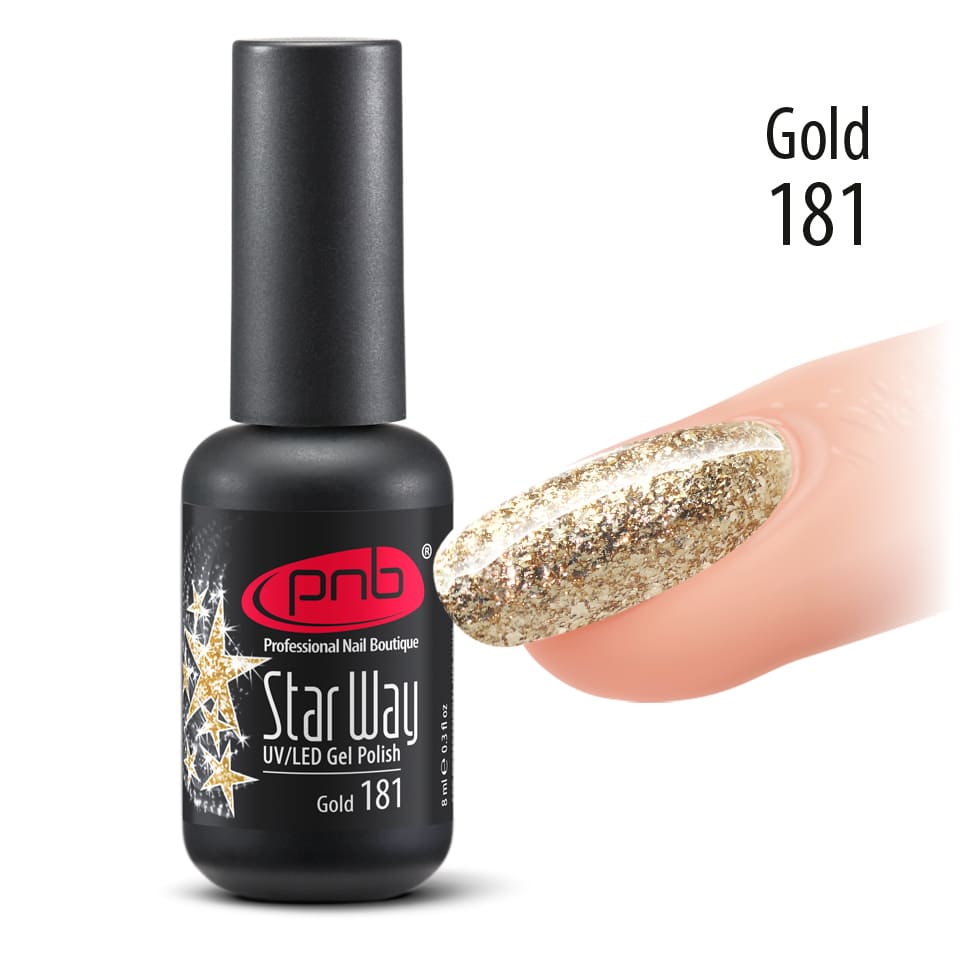 Гель-лак PNB "Star Way", Gold 181, 8 мл ()