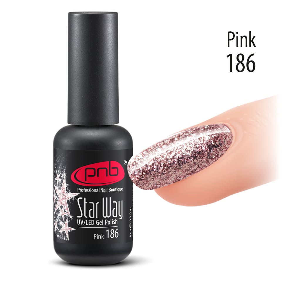 Гель-лак PNB "Star Way", Pink 186, 8 мл ()