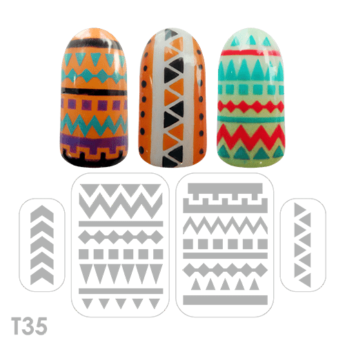 Дизайнерский трафарет для ногтей "Этно" (T35) ()