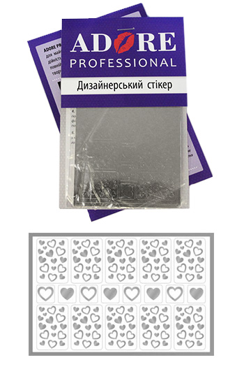 Металлизированные наклейки для ногтей "Сердечки", серебро (M18) ()