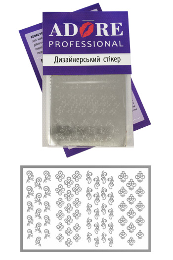 Металлизированные наклейки для ногтей "Вензель", серебро (M12) ()